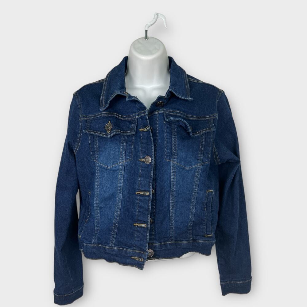Dark Wash Denim Jean Jacket 90s Y2K‎ Western Cowgirl Medium Spring